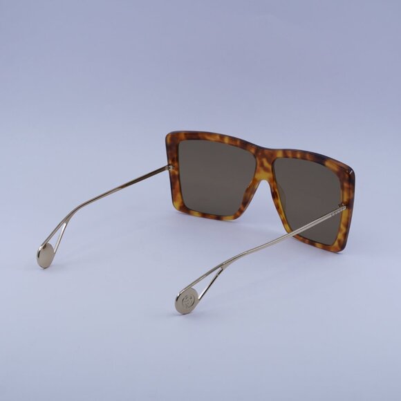 Gucci GG0434S 003 Sunglasses Havana/Gold Square Frame, Brown Lenses - Picture 3 of 10